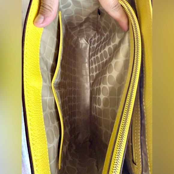 kate spade Yellow Leather Tote with Scarf Accent EUC - Picture 7 of 9